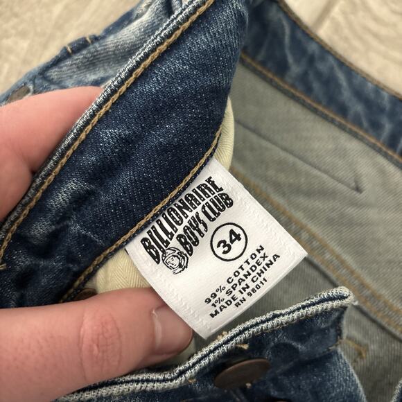 Billionaire Boys Club Blue Button Fly Men’s Spaceman Jeans Size 34/32 Unbutton - Picture 7 of 11